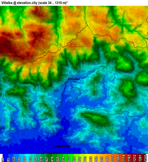 Zoom OUT 2x Villalba, Puerto Rico elevation map