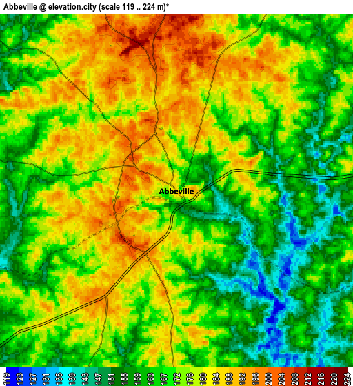 Zoom OUT 2x Abbeville, United States elevation map