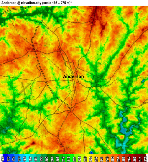 Zoom OUT 2x Anderson, United States elevation map