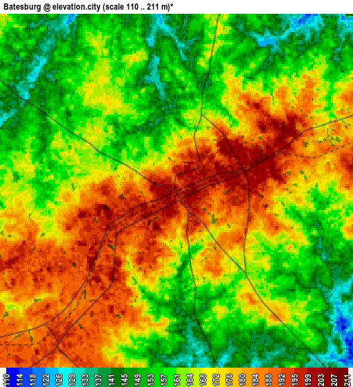 Zoom OUT 2x Batesburg, United States elevation map