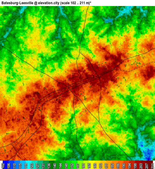 Zoom OUT 2x Batesburg-Leesville, United States elevation map