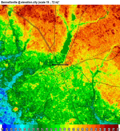 Zoom OUT 2x Bennettsville, United States elevation map