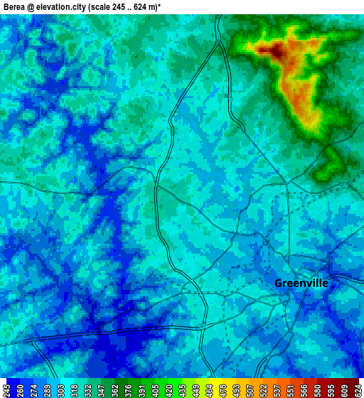 Zoom OUT 2x Berea, United States elevation map