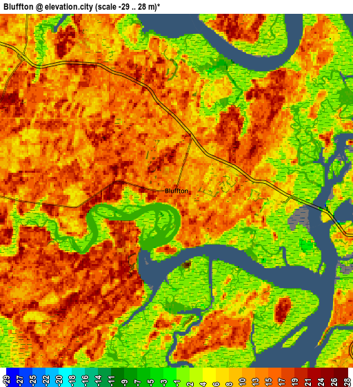 Zoom OUT 2x Bluffton, United States elevation map