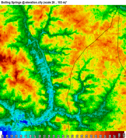 Zoom OUT 2x Boiling Springs, United States elevation map