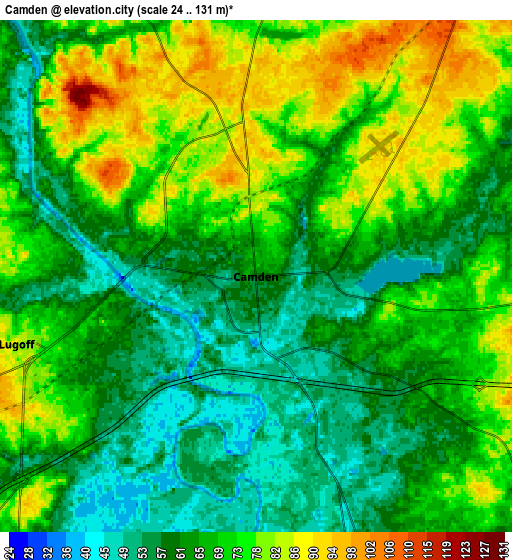 Zoom OUT 2x Camden, United States elevation map