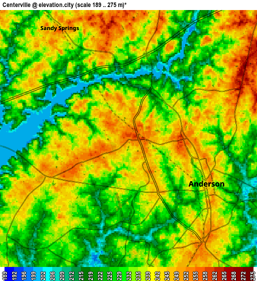 Zoom OUT 2x Centerville, United States elevation map