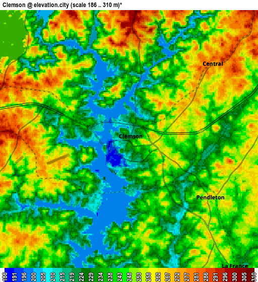 Zoom OUT 2x Clemson, United States elevation map