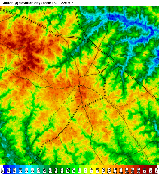 Zoom OUT 2x Clinton, United States elevation map