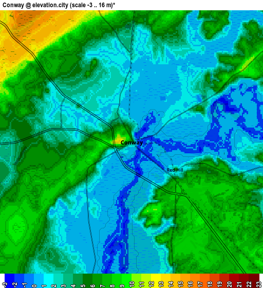 Zoom OUT 2x Conway, United States elevation map