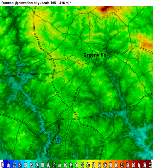 Zoom OUT 2x Dunean, United States elevation map