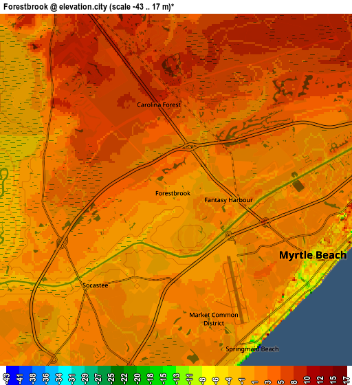 Zoom OUT 2x Forestbrook, United States elevation map