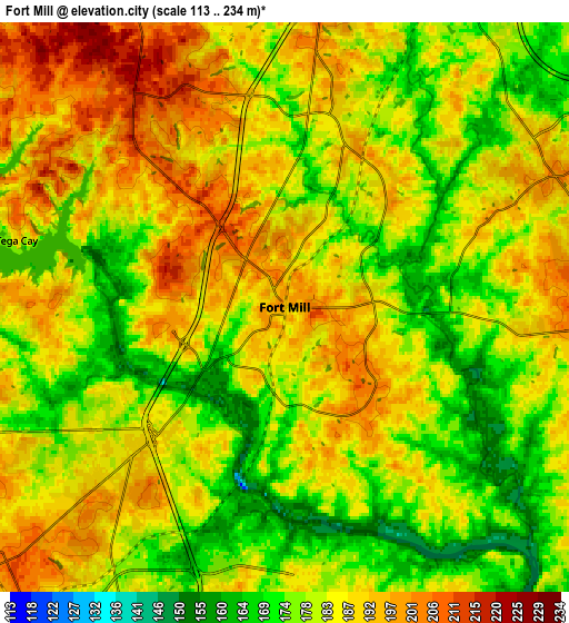 Zoom OUT 2x Fort Mill, United States elevation map