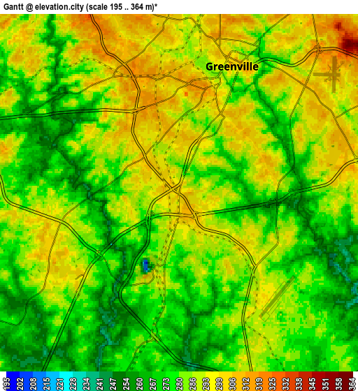 Zoom OUT 2x Gantt, United States elevation map