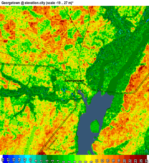 Zoom OUT 2x Georgetown, United States elevation map