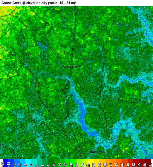 Zoom OUT 2x Goose Creek, United States elevation map