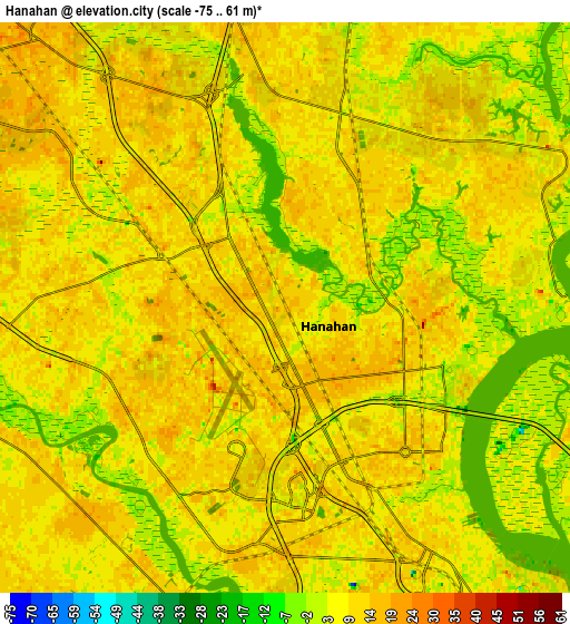 Zoom OUT 2x Hanahan, United States elevation map