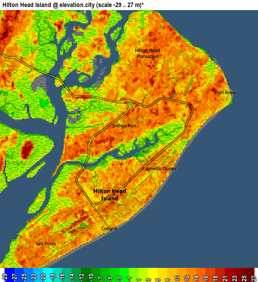 Zoom OUT 2x Hilton Head Island, United States elevation map