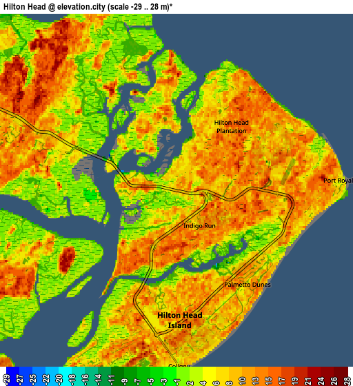 Zoom OUT 2x Hilton Head, United States elevation map