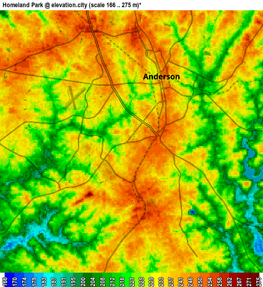 Zoom OUT 2x Homeland Park, United States elevation map