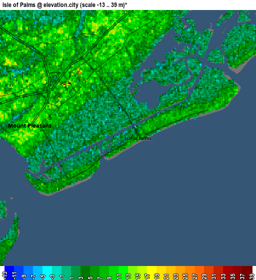 Zoom OUT 2x Isle of Palms, United States elevation map