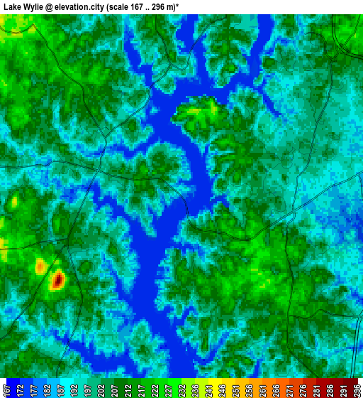 Zoom OUT 2x Lake Wylie, United States elevation map