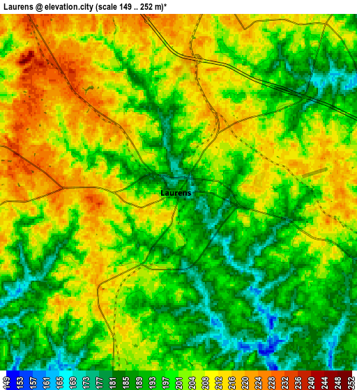 Zoom OUT 2x Laurens, United States elevation map