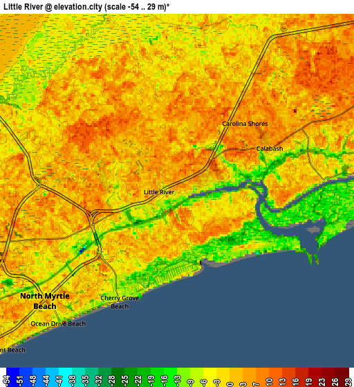 Zoom OUT 2x Little River, United States elevation map