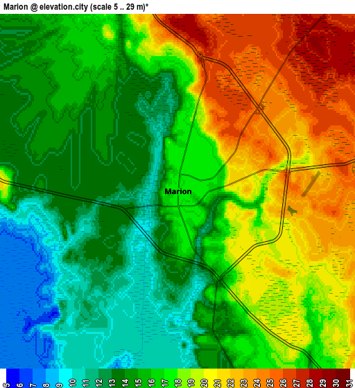 Zoom OUT 2x Marion, United States elevation map