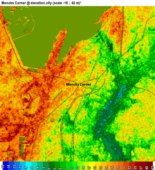 Zoom OUT 2x Moncks Corner, United States elevation map