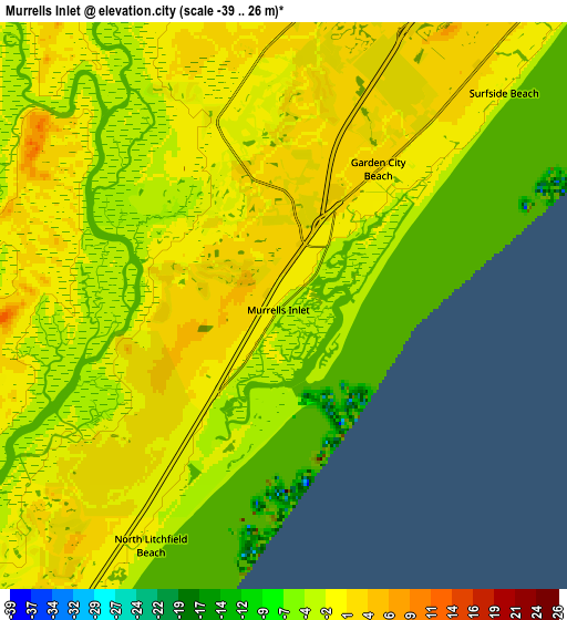 Zoom OUT 2x Murrells Inlet, United States elevation map