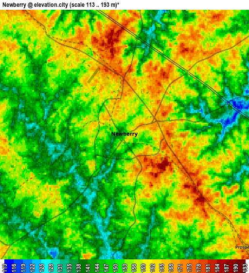 Zoom OUT 2x Newberry, United States elevation map