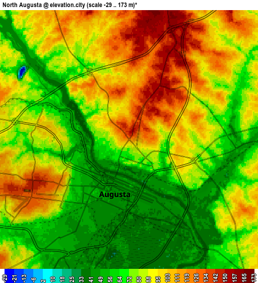 Zoom OUT 2x North Augusta, United States elevation map