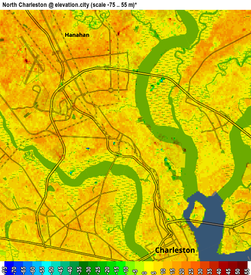 Zoom OUT 2x North Charleston, United States elevation map