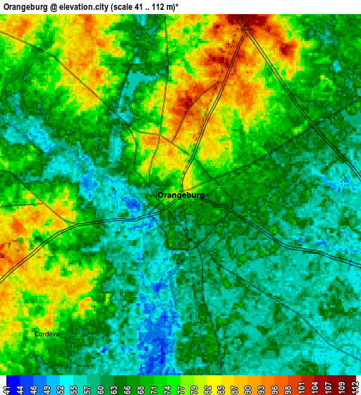 Zoom OUT 2x Orangeburg, United States elevation map