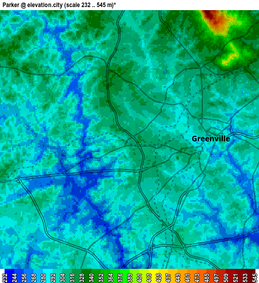 Zoom OUT 2x Parker, United States elevation map