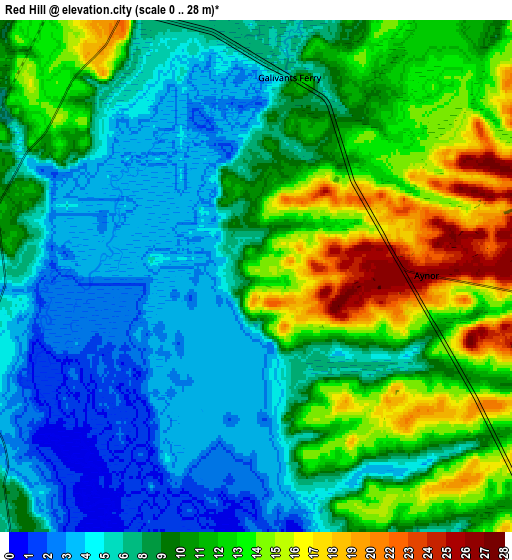 Zoom OUT 2x Red Hill, United States elevation map