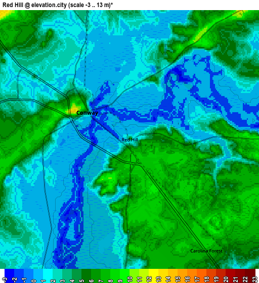 Zoom OUT 2x Red Hill, United States elevation map