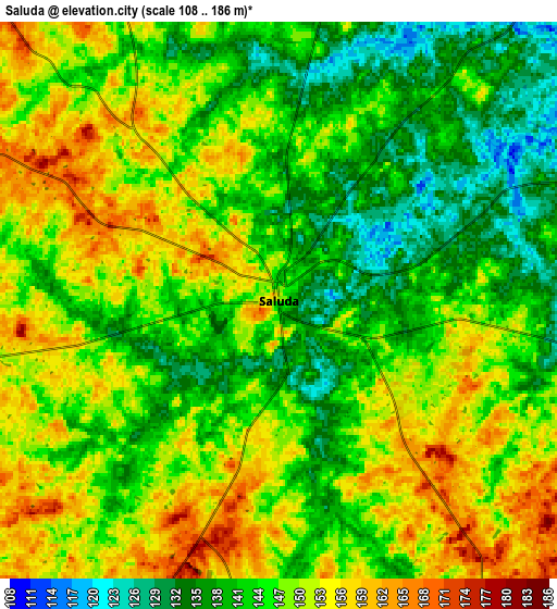 Zoom OUT 2x Saluda, United States elevation map