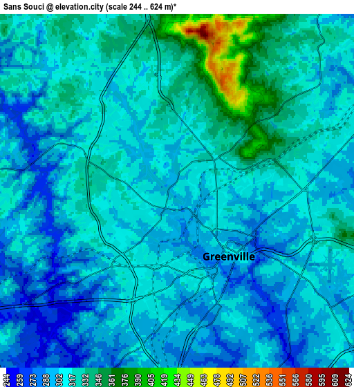 Zoom OUT 2x Sans Souci, United States elevation map