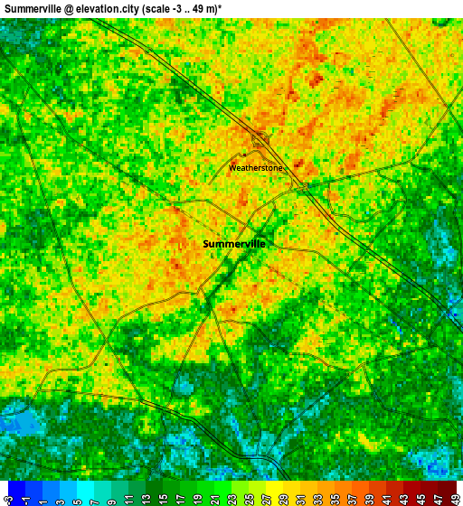 Zoom OUT 2x Summerville, United States elevation map