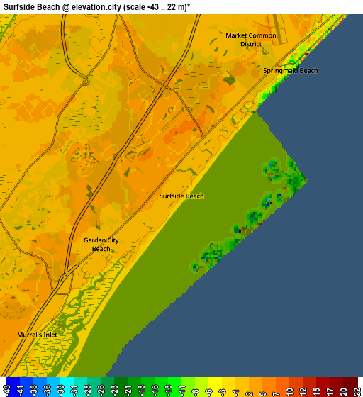 Zoom OUT 2x Surfside Beach, United States elevation map