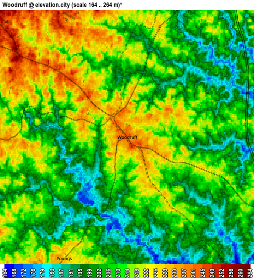 Zoom OUT 2x Woodruff, United States elevation map