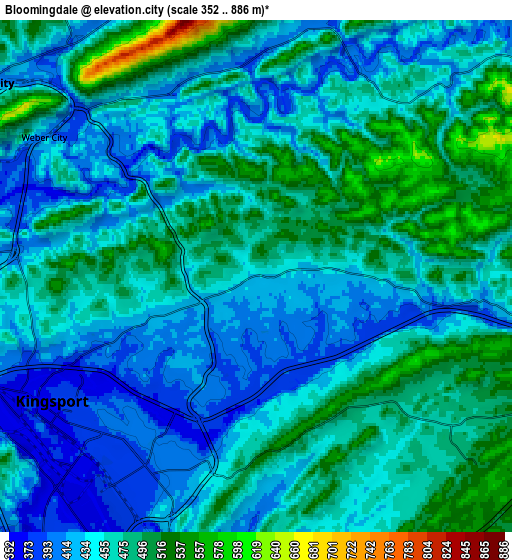 Zoom OUT 2x Bloomingdale, United States elevation map