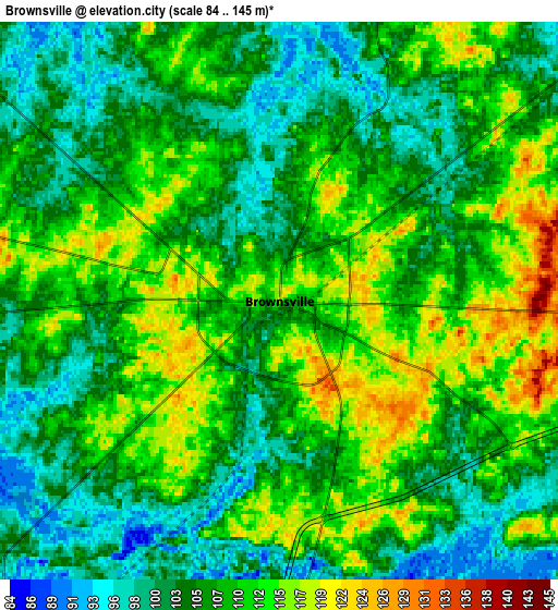 Zoom OUT 2x Brownsville, United States elevation map