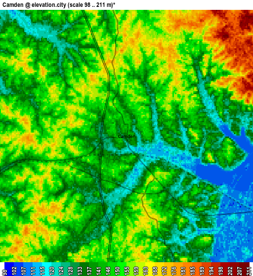 Zoom OUT 2x Camden, United States elevation map