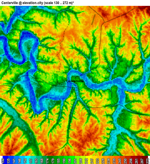 Zoom OUT 2x Centerville, United States elevation map