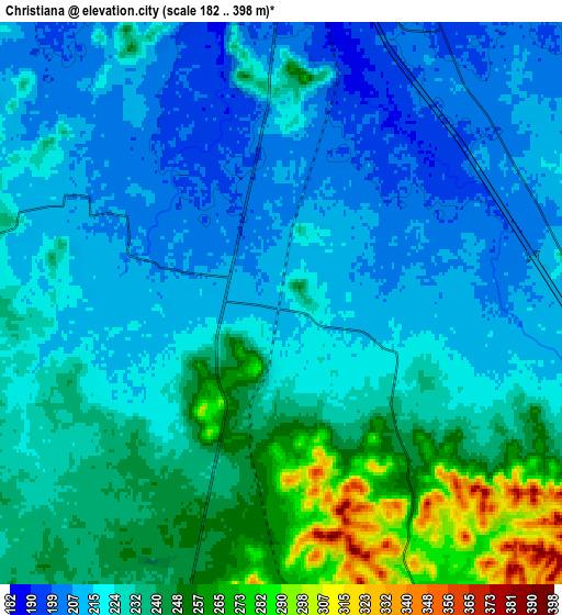 Zoom OUT 2x Christiana, United States elevation map