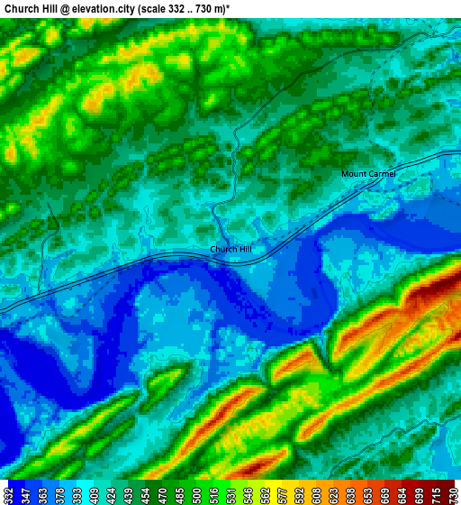 Zoom OUT 2x Church Hill, United States elevation map