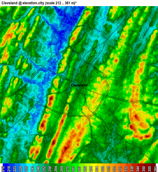 Zoom OUT 2x Cleveland, United States elevation map